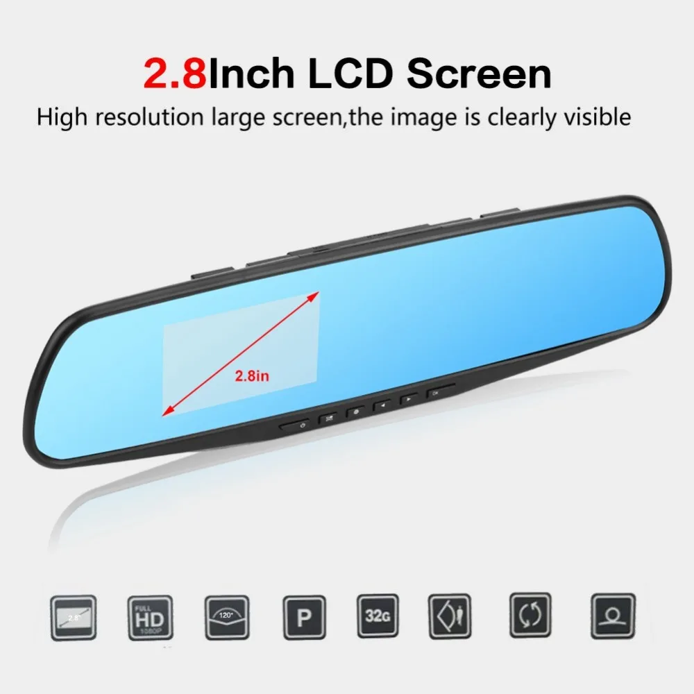 

2.8 Inches Car DVR Rearview Mirror Camera Driving Video Recorder Night Vision With Rear view DVR Dash cam Auto Registrator New