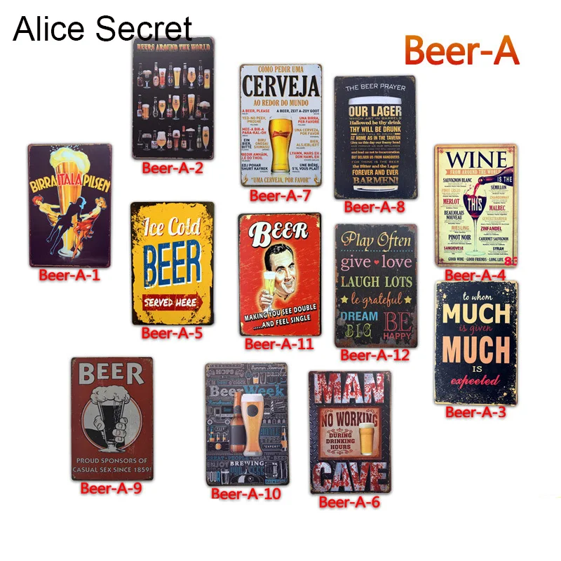 Bar Beer Vintage Metal Tin Sign Home Decor Wine Decoration signs Plates Plaque Poster Wall Art | Дом и сад