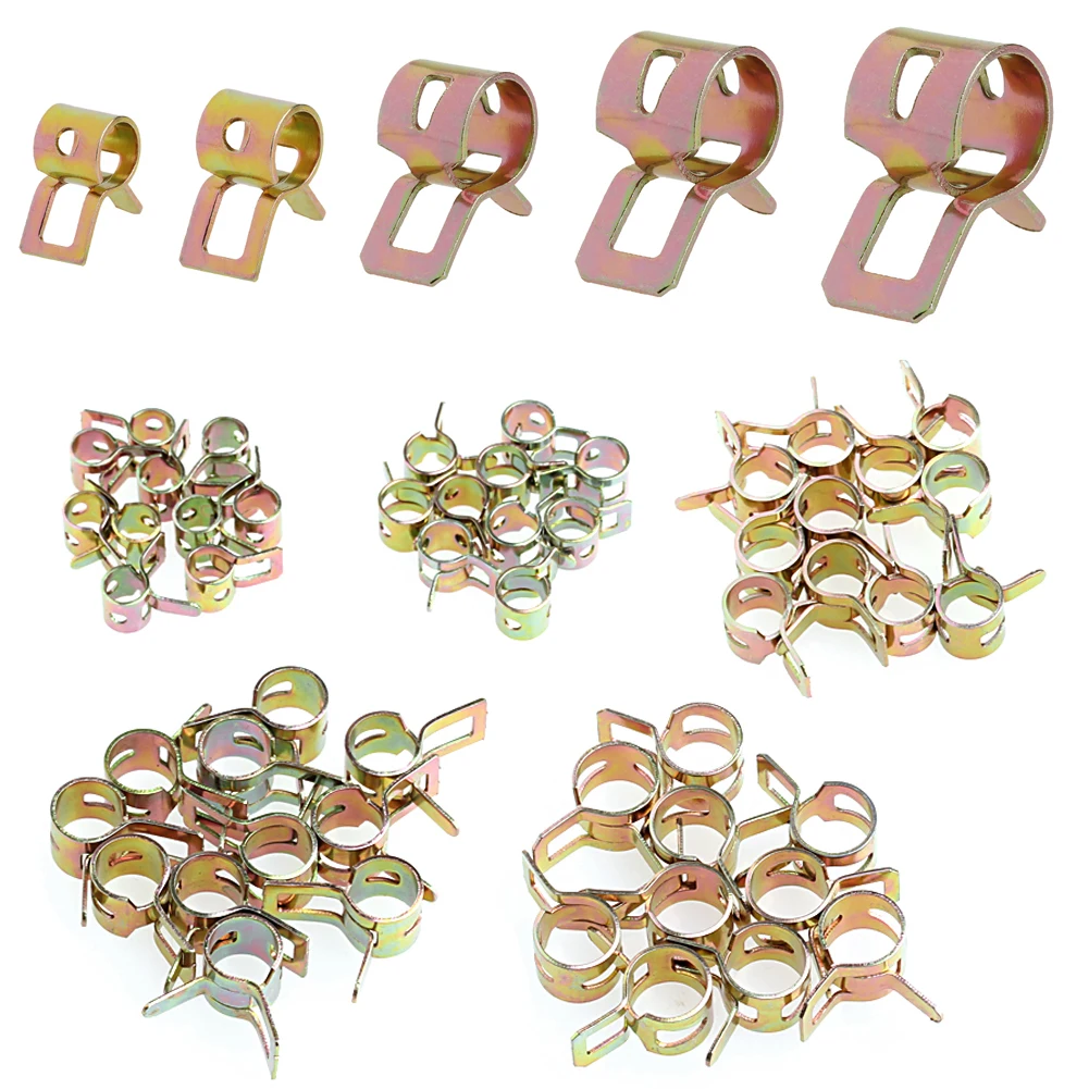 

50Pcs 5/6/7/8/9mm Spring Clip Fuel Line Hose Water Pipe Air Tube Clamps Fastener
