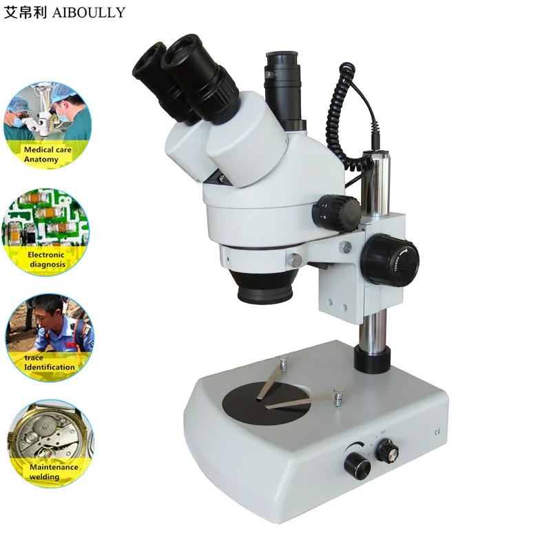 

7-45 Times Magnification Stereoscopic Microscope With Upper and Lower Light Source Electronic PCB / SMT Diagnostic Equipment