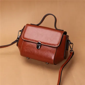 

Cowhide leather handbag mini bag new Korean version of the shoulder bag female wild Messenger female small square bag handbag