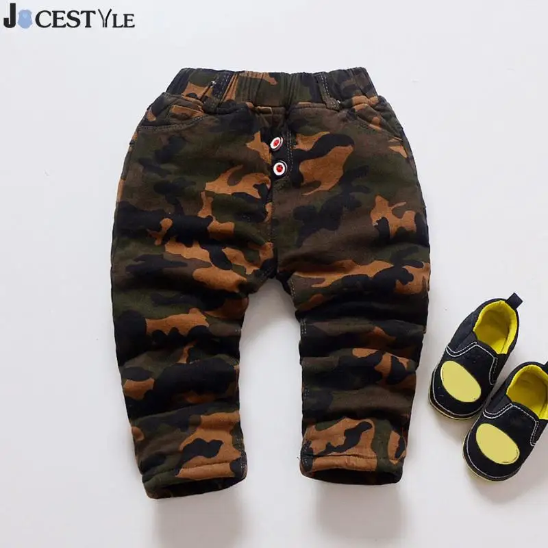 Jocestyle зима теплая Штанишки для малышей Дети Обувь для мальчиков панда Вышивка Сгущает эластичный пояс Camo Красивые брюки Одежда для малышей
