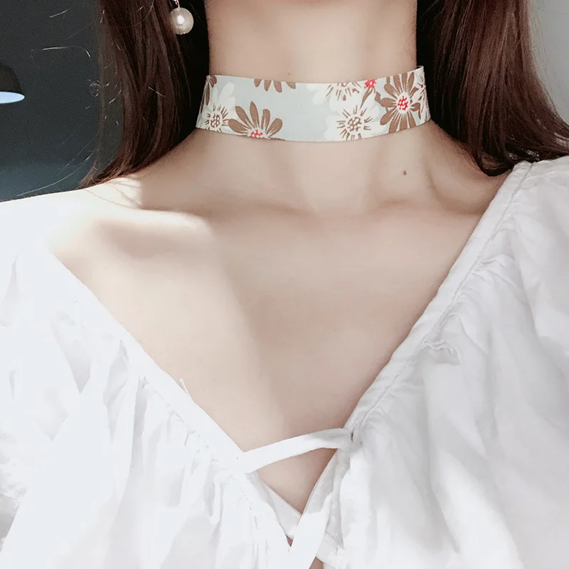 

Doreen Box New Fashion Flower Star Print Ribbon Choker Necklace For Women Clavicle Chain Choker Collar Summer Party Jewelry