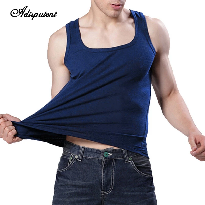 

Adisputent Summer Men Ropa Hombre Tank Top Cotton Vest Sleeveless Shirt U-Neck Fitness Men T-shirt Flexible Underwear Tee