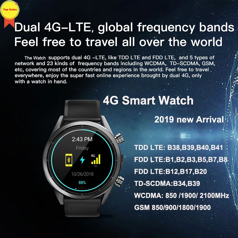 Смарт часы для телефона на Android 2019 8 Мп HD камера 3G + 32G AMoled экран пульсометр monior GPS