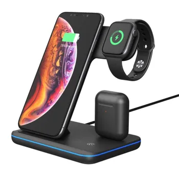 

New 2019 trending product Wireless Charger 15W USB-C 3 IN 1 Fast Wireless Charging Pad Station Qi Certified for Android