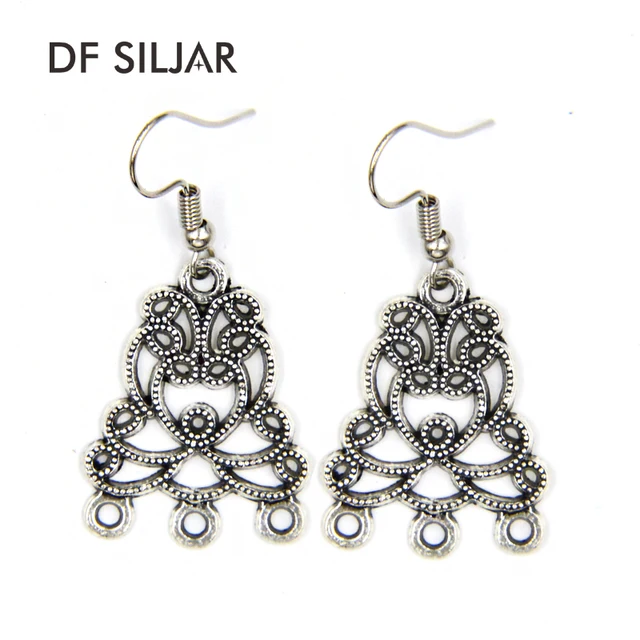 20pc Antique Silver Connector Charms Earrings Diy Findings Jewelry 20pc Antique Silver Connector Charms Earrings Diy Findings Jewelry Vintage Craft Earring Making Supplies Accessories Y1553