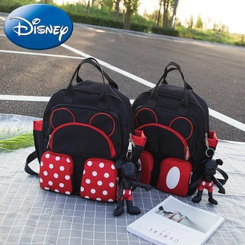 

Disney New Travel Backpack cute cartoon mickey mouse Minnie Diaper Key Ring Waterproof Maternity Baby Mom Storage Hanging Bags