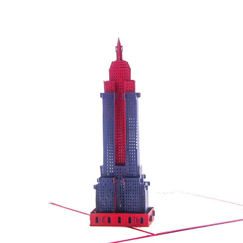  3D Handmade Colorful Empire State Building Paper Invitation Greeting Cards PostCard Creative Busine - 32839561455