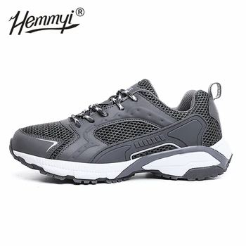

Hemmyi Outdoor Men Sneakers Mesh Breathable Lace-Up Jogging Sport Running Shoes Non-slip Outdoor Mens Athletic Shoes Size 39-45