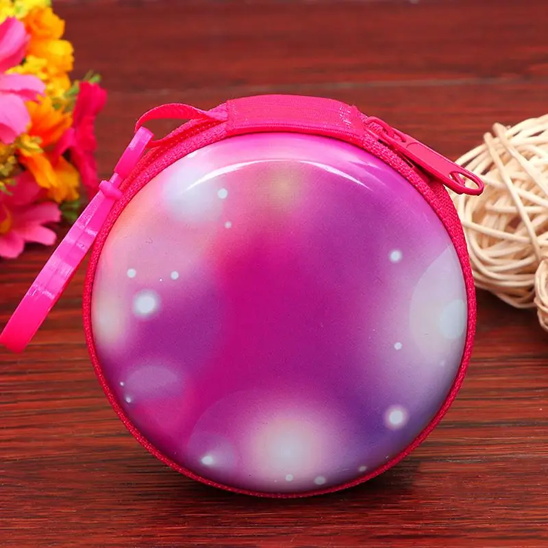 

1PC Mini Waterproof Zipper Earphone Case Round Sports Headphone Bag SD Card Storage Box Carrying Pouch Supplies