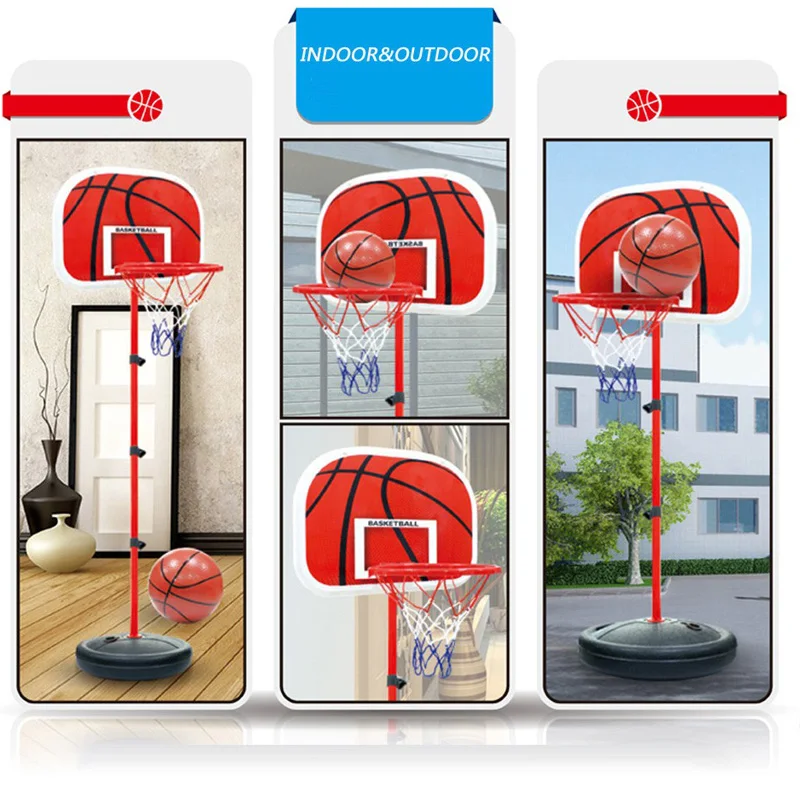  63-165CM Basketball Stands Height Adjustable Kids Basketball Goal Hoop Toy Set Basketball for Boys 
