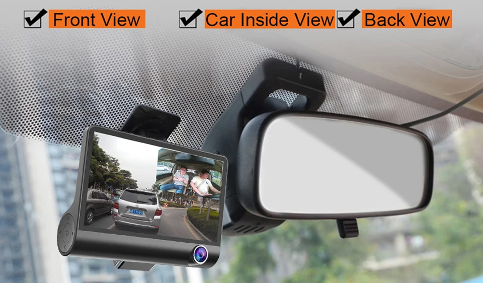 MaoHooMa Car Dvr 3 Camera Lens 4.0 Inch Dash Cam Auto Video Recorder Registrator Dual Lens With Rear View Camera DVRS Camcorder