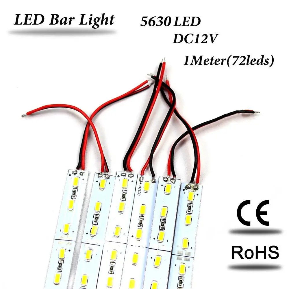 10 шт.* 100 см с фабрики 1 м DC 12 В 72 SMD 5630 LED Жесткий Luces Светодиодные ленты бар свет не водонепроницаемый