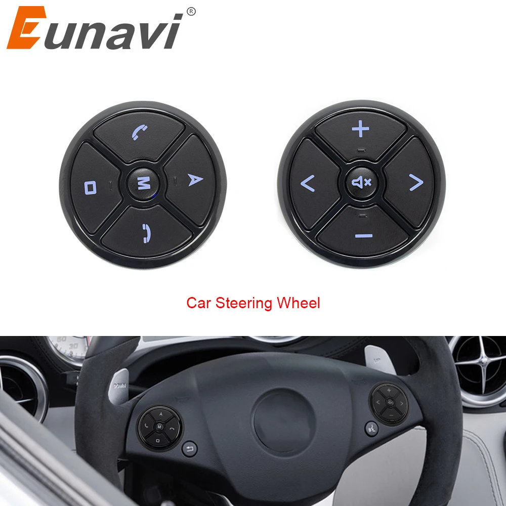 Eunavi Универсальный Автомобильный руль управления Лер 4Key музыка DVD gps навигация автомобильный руль Радио пульт дистанционного управления кнопки