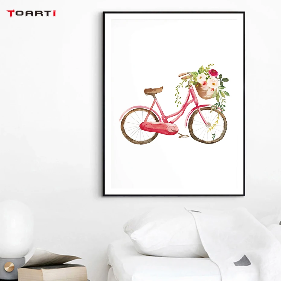 Bicycle Camera With Flowers Prints Posters Colorful Canvas Painting On The Wall For Living Room Home Decor Modern Quote Artwork  (4)