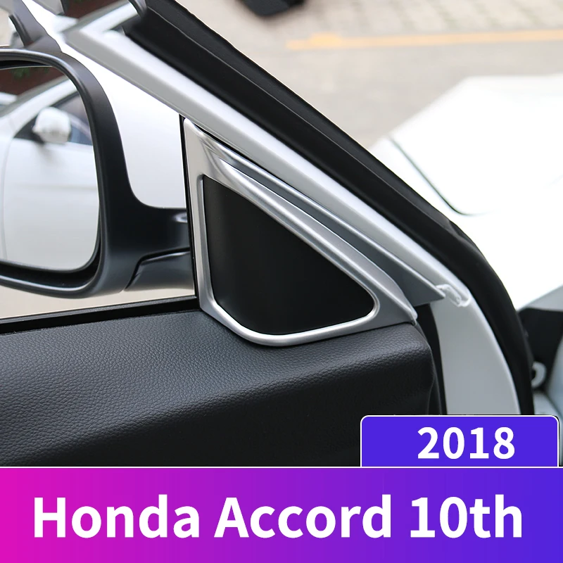 

For Honda Accord 10th 2018 ABS Chrome Car Front Door Window Inner Triangle A Colum Covers Trims Interior Moulding Accessories