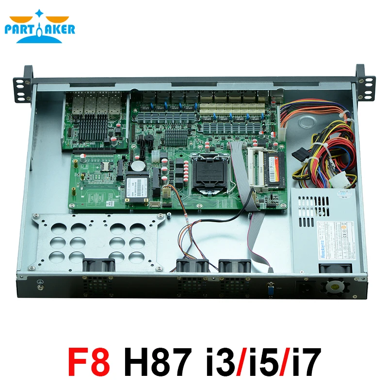 Network Security Server 1U Firewall Appliance PC with 8 ports Gigabit lan 4 SPF Intel Core i5 4430 3.2Ghz Mikrotik pfSense ROS