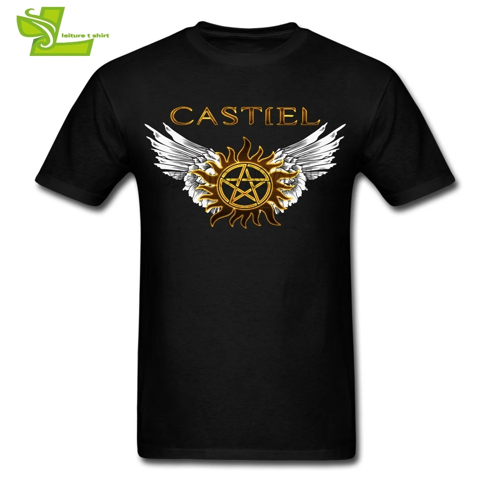 Мужская футболка с надписью Supernatural Castiel Free Will крутая свободная по