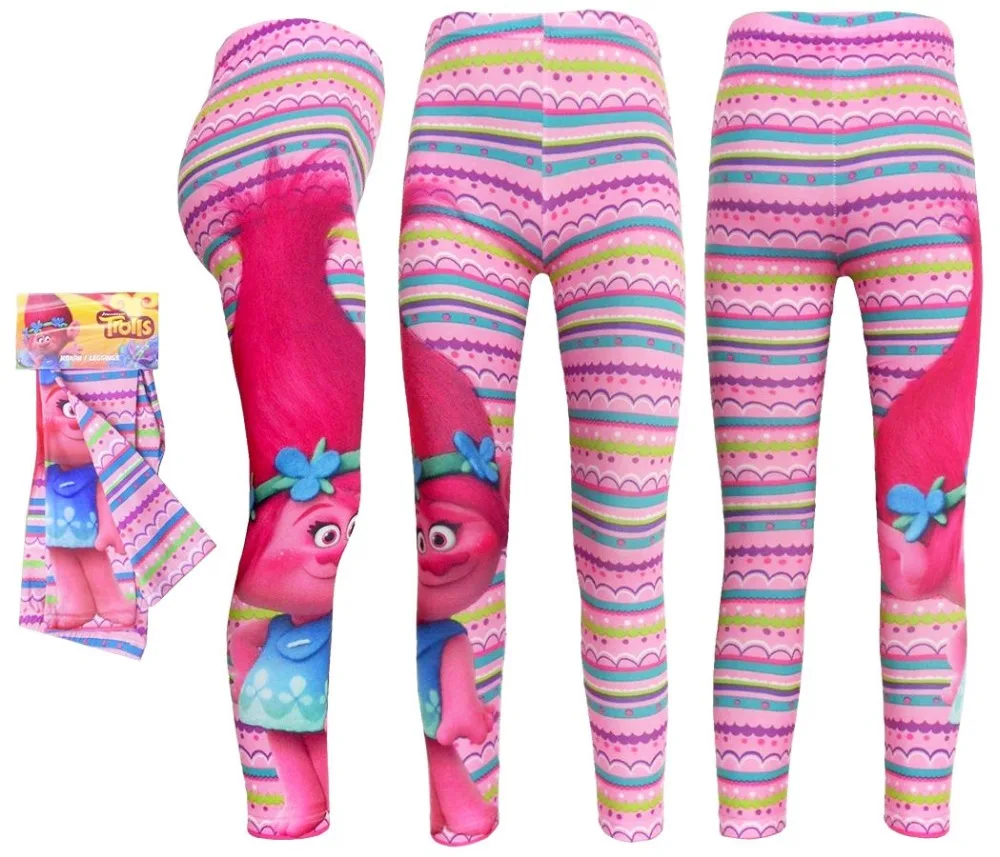 2017 Girls autumn Cartoon trolls pants cotton kids slim trousers