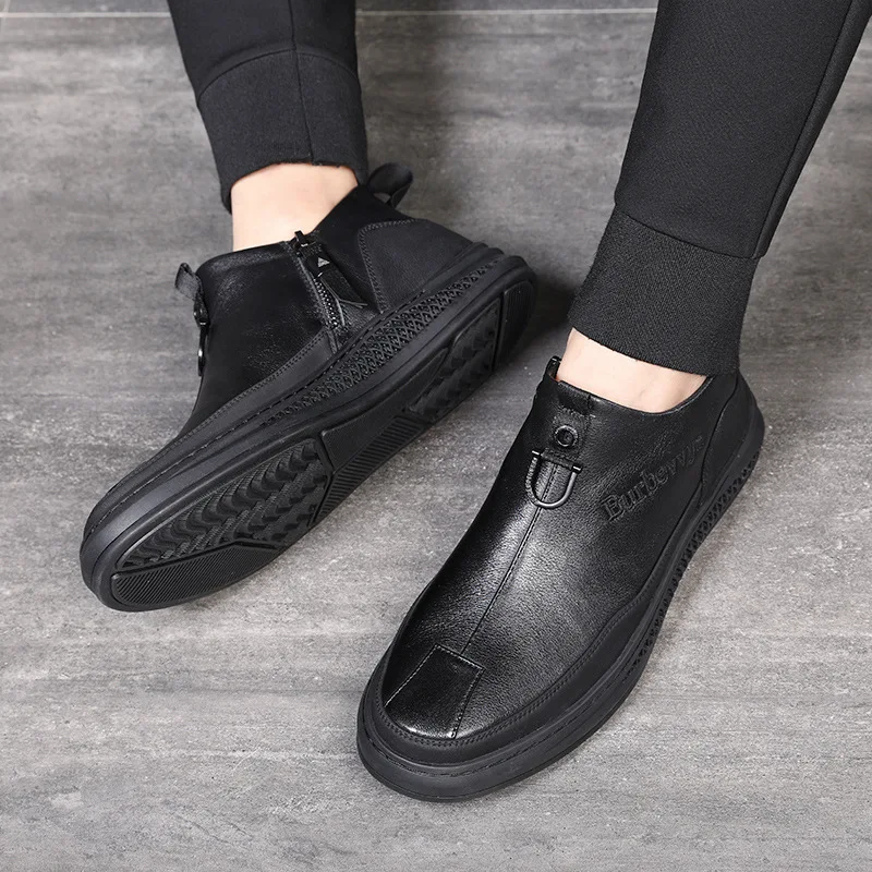 

JINBEILEE The First Layer of Leather Walking Shoes Men's Leather Men's Shoes Chelsea Boots Knight Boots Men's Leather