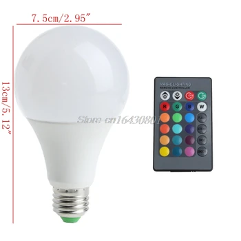 

16 Colors Wireless Remote Control 85-265V E27 LED 20W RGB Changing Light Bulb G08 Drop ship