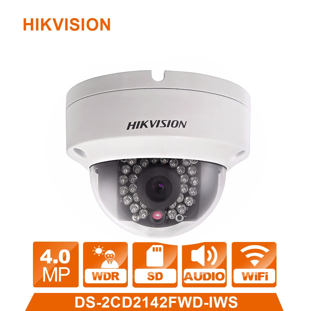 

Wireless IP Camera Hikvision DS-2CD2142FWD-IWS 4MP WDR PoE Dome Cam security camera wifi monitor English Version upgradable