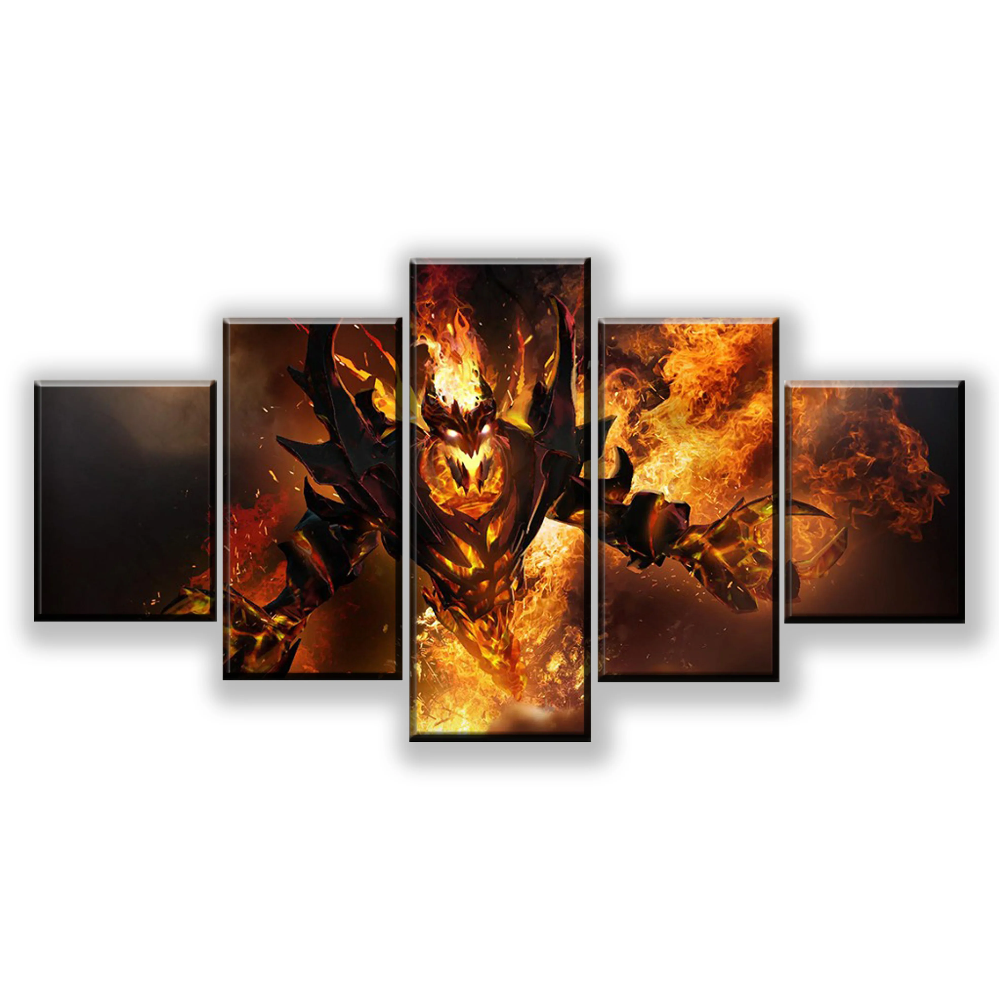  5 Pieces DotA 2 Fire Heroes Canvas Print Abstract Painting Game Poster Modern Wall Artwork Home Dec