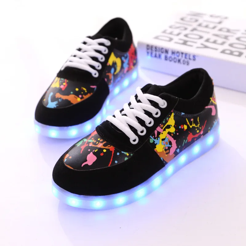 satisfied Unisex LED Light USB Charging Breathable Skate Shoes