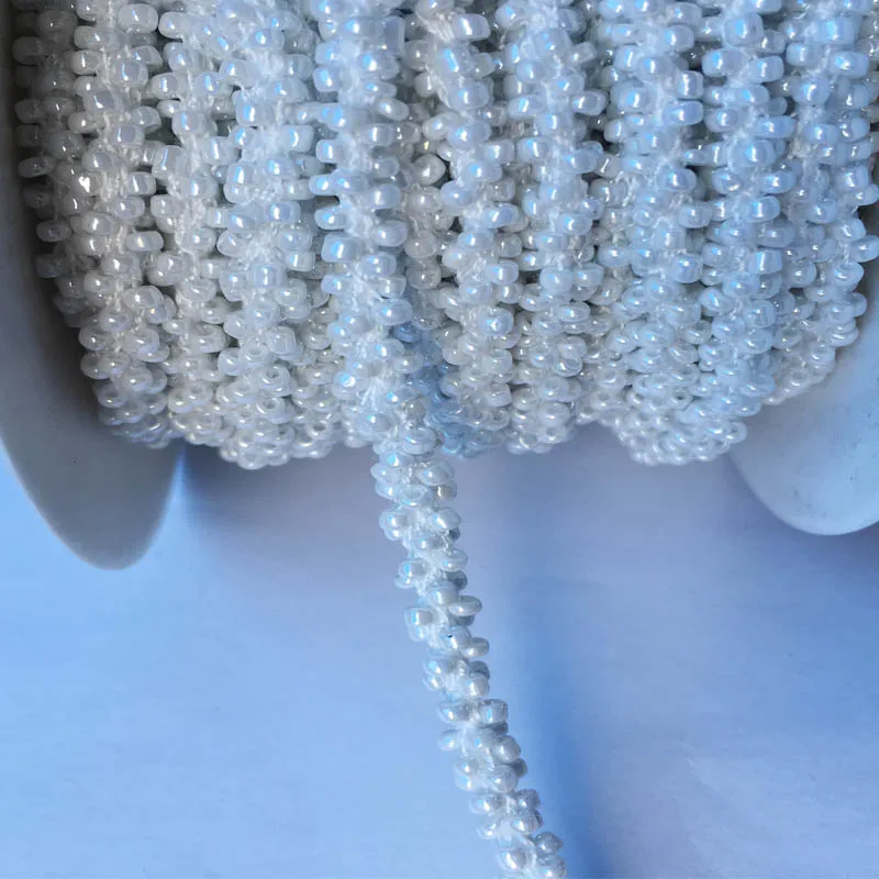

4Meters/15 Meters / Lot 5mm Wide Braided Beads White Color Bead Chain Trim DIY Craft Sewing,Hair Clip Accessory