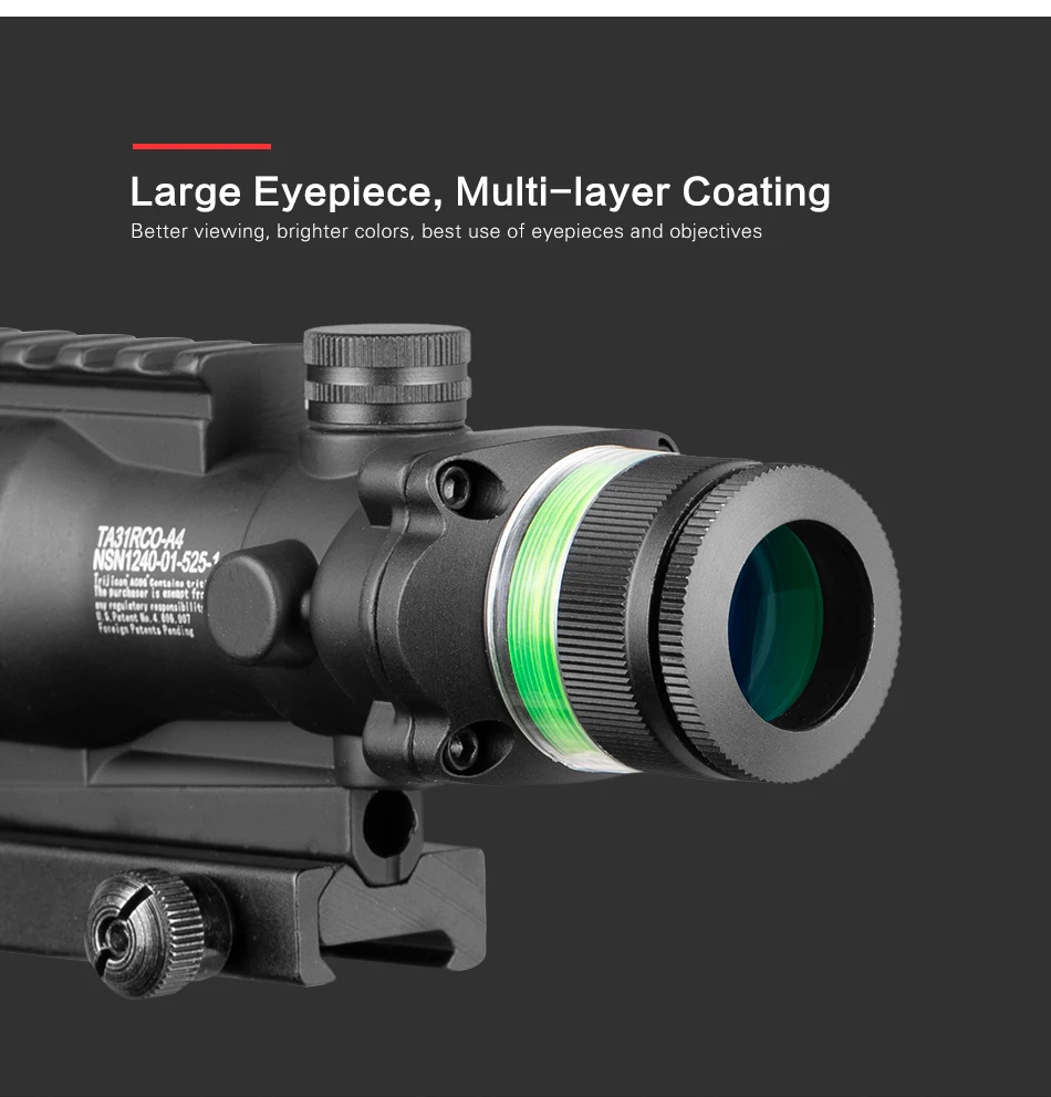 Охотничий Прицел ACOG 4X32 Rail оптика красный зеленый Dot Cross IlluminatedGlass Etched сетка тактический оптический прицел