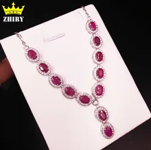 100% Natural Ruby Gem Necklace Woman Precious Stone pendant Solid 925 sterling silver lady’s fine jewelry