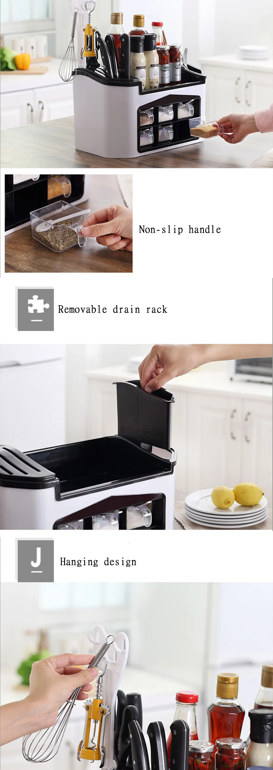YFGXBHMX креативная многофункциональная настенная кухонная полка без гвоздей, кухонные принадлежности, коробка для хранения приправ