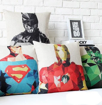 

#1041 Iron Man Avengers Captain America Hulk Superman linen cushions cover office sofa cover home bed car Dec Wholesale