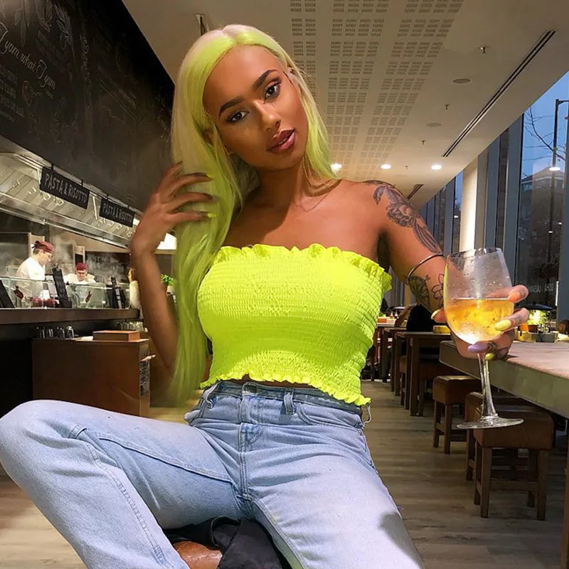 

neon green orange solid elastic tank tops 2019 summer women fahsion sexy bodycon slim party casual streetwear crop tops