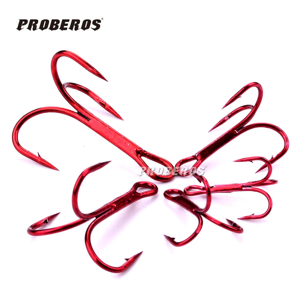 50pc FishHook Proberos Brand Fishing Hook High Carbon Steel Treble Hook