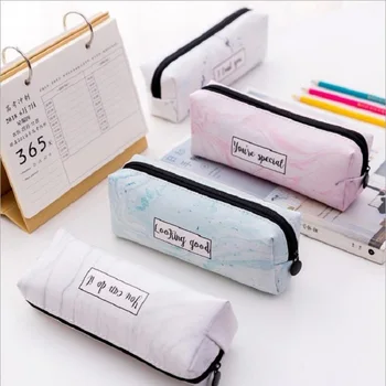 

Printing Marble Pencil Case Fashion Kawaii Pencil Bag Candy Color Pen Bag Cute Stationery Organizer Pouch Gift Bag Pen Holder