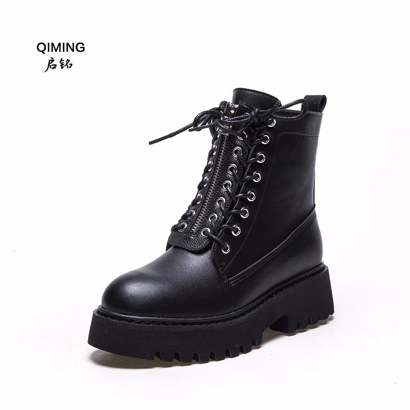 

Martin boots female 2018 autumn and winter new short boots thick bottom plus velvet cotton boots wild casual women's boots Z40