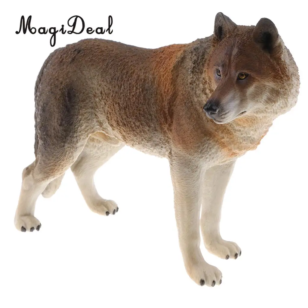 MagiDeal PVC Realistic Animal Model Figurine Action Figures Playset Kids Toy Table Ornament Home Decor Wolf 2Colors