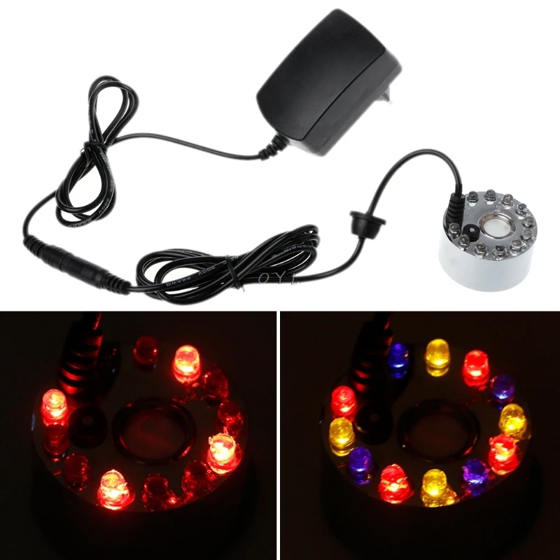 

Ultrasonic Mist Maker 12-LED Fogger Water Atomizer Air Humidifier EU Plug