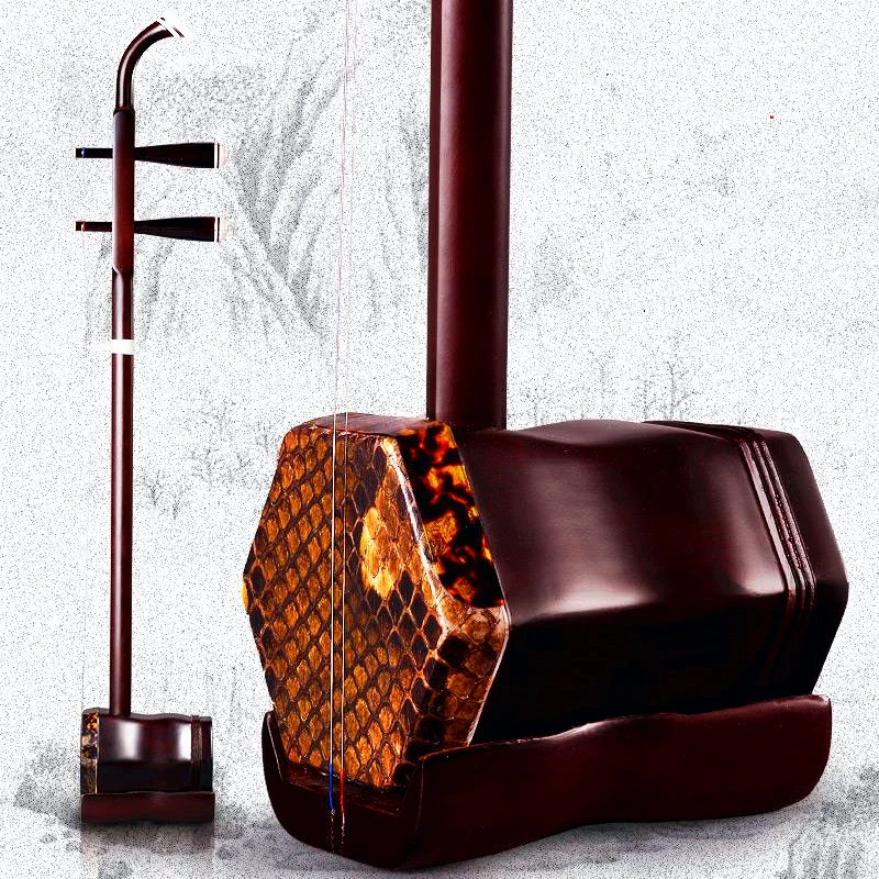 Chinese Erhu 2 String Instrument, Professional Erhu, Folk String Instruments, Ebony Funda, China Redwood with Erhu Accessories