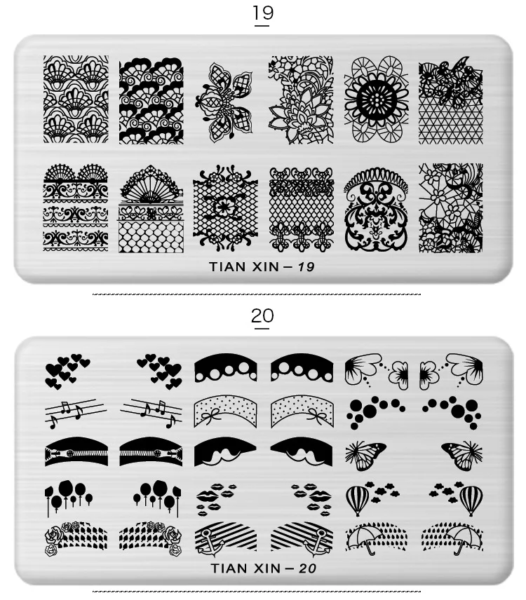 1 Pcs Nail Art Stamp 24 Styles Stamping Image Plate 6*12cm Stainless Steel Nail Template Manicure Stencil Tools