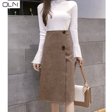 Винтажная шерстяная клетчатая юбка женская зимняя высокая талия универсальная шикарная сумка на бедрах длинная юбка