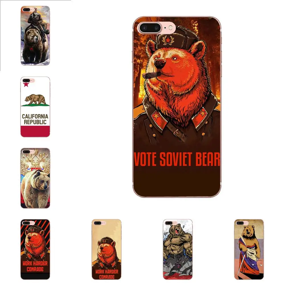 

For Xiaomi Redmi Note 2 3 3S 4 4A 4X 5 5A 6 6A Pro Plus Special Offer Vertical Phone Case Bear Russia Mobile