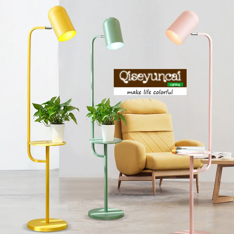 

Qiseyuncai Simple Nordic creative color macarons warm bedside floor lamp living room sofa lamp study simple floor lamp