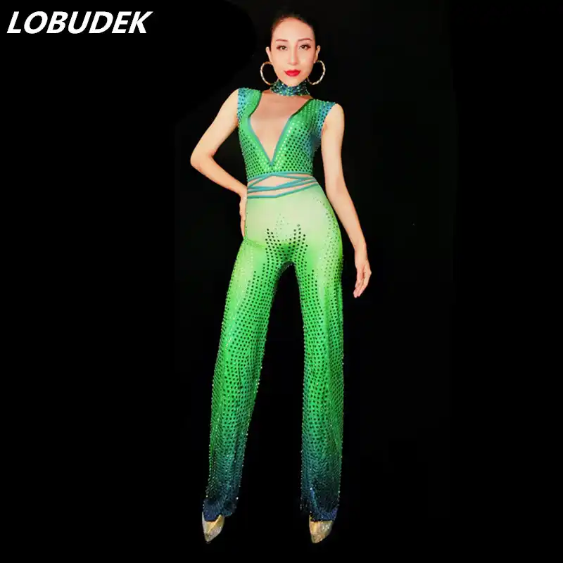 green prom jumpsuit