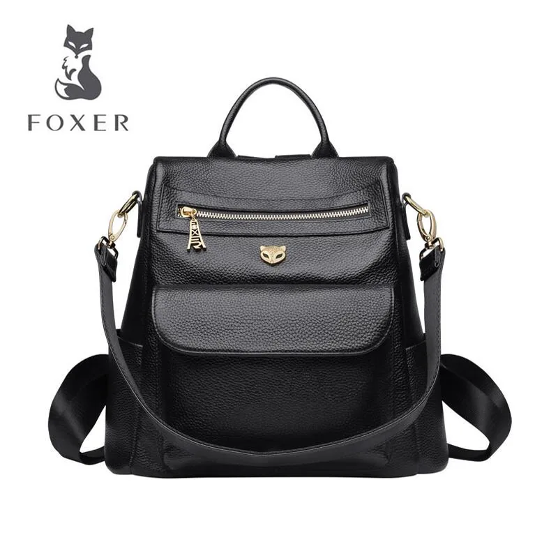 

FOXER shoulder bag female 2019 new fashion casual soft leather large capacity anti-theft wild leather backpack