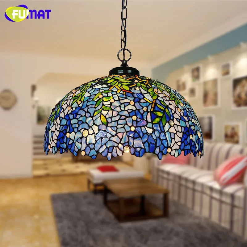 FUMAT подвесной светильник s витражный стеклянный цветочный художественный стеклянный абажур креативный подвесной светильник Светодиодная лампа для гостиной ресторана столовой