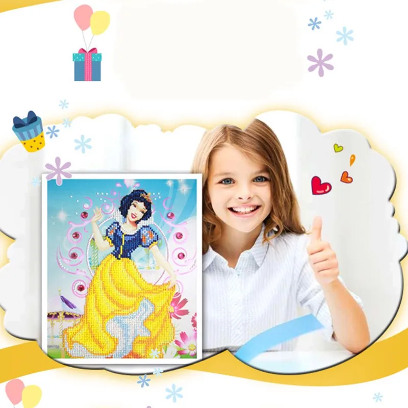 girls Frozen elsa and Anna DIY diamond to draw Toys stickers Toy snow White Princess Sophia Mickey Minnie kids baby gift