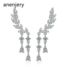Anenjery, очаровательные 925 пробы, серебряные, циркониевые, крылья, капли воды, длинные серьги с кисточками для женщин, подарок, Букле д 'Орель, S-E818